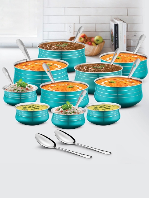 URBANCHEF Blue Lacquered Stainaless Steel 10 Pcs Handi Set with 10 Pcs Service Spoons
URBANCHEF Blue Lacquered Stainaless Steel 10 Pcs Handi Set with 10 Pcs Service Spoons