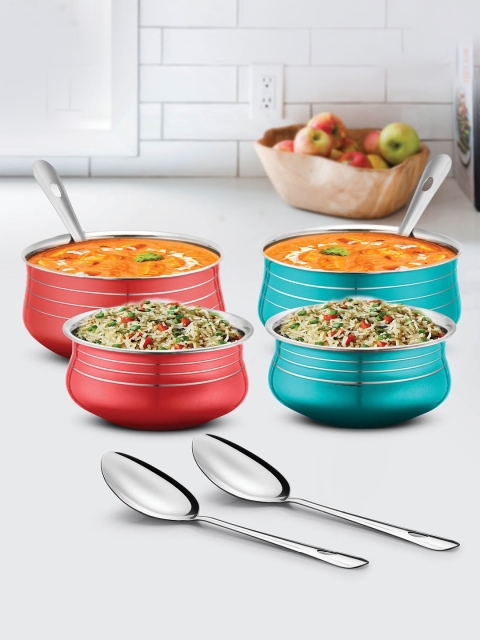 URBANCHEF Red & Blue Lacquered Stainless Steel 4 Pcs Handi Set with 4 Pcs Service Spoons
URBANCHEF Red & Blue Lacquered Stainless Steel 4 Pcs Handi Set with 4 Pcs Service Spoons