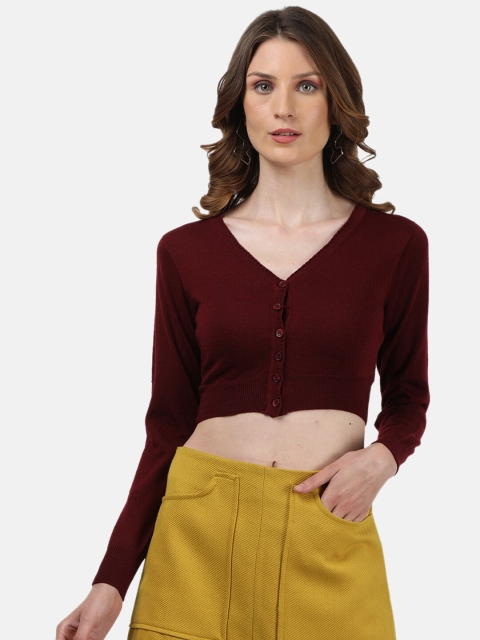 Monte Carlo Maroon Fitted Crop Top
