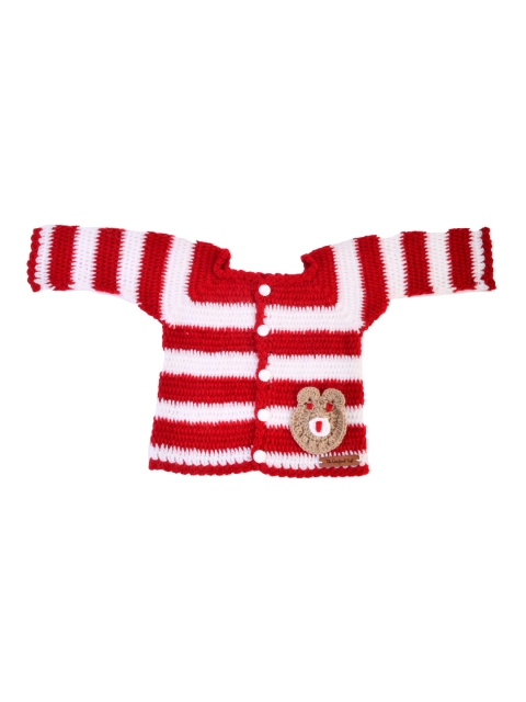 The Original Knit Unisex Kids Red & White Self Design Handmade Striped Cardigan Sweater
The Original Knit Unisex Kids Red & White Self Design Handmade Striped Cardigan Sweater