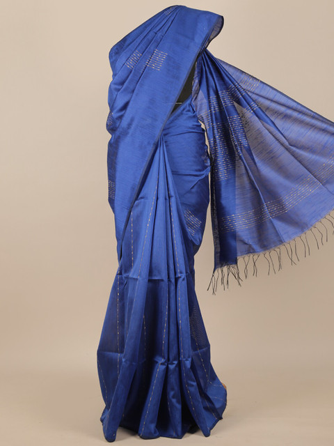 Pothys Blue & Beige Embroidered Silk Blend Saree 
Pothys Blue & Beige Embroidered Silk Blend Saree