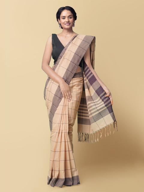 Unnati Silks Brown & Purple Checked Pure Handloom Sustainable Cotton Venkatgiri Saree
Unnati Silks Brown & Purple Checked Pure Handloom Sustainable Cotton Venkatgiri Saree