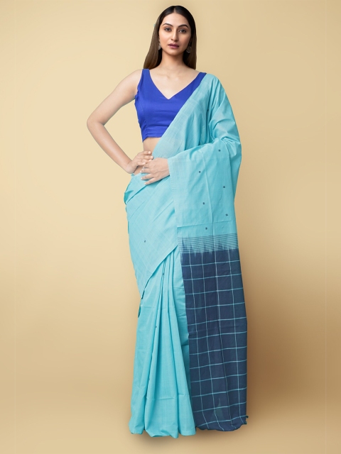 Unnati Silks Blue Woven Design Pure Handloom Sustainable Cotton Venkatgiri Saree