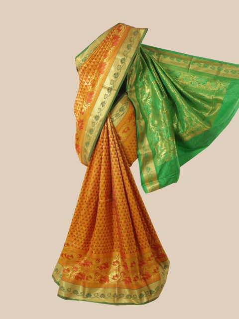 Pothys Orange & Green Zari Pure Silk Saree