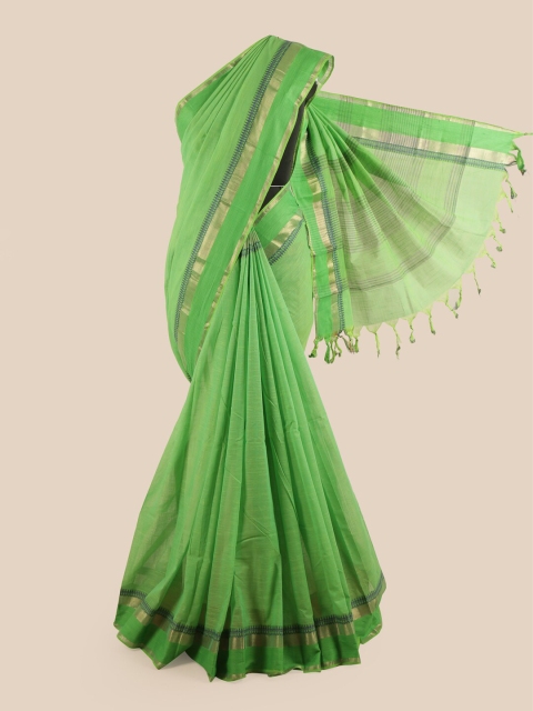 Pothys Green & Gold-Coloured Pure Cotton Saree