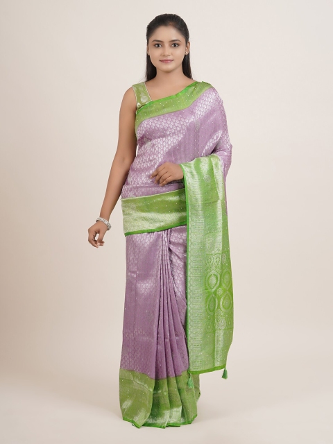 Pothys Lavender & Green Ethnic Motifs Woven Beads and Stones Details Silk Blend Saree
Pothys Lavender & Green Ethnic Motifs Woven Beads and Stones Details Silk Blend Saree