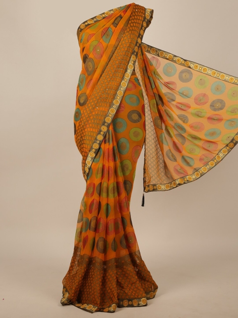 Pothys Mustard Yellow Printed Saree