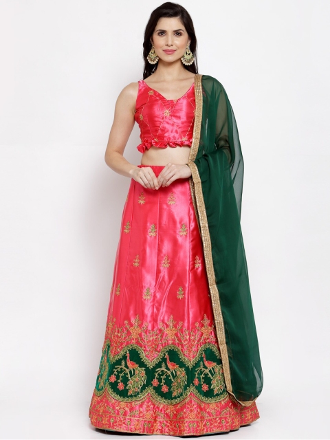 Satrani Pink & Green Embroidered Semi-Stitched Lehenga & Unstitched Blouse With Dupatta
Satrani Pink & Green Embroidered Semi-Stitched Lehenga & Unstitched Blouse With Dupatta