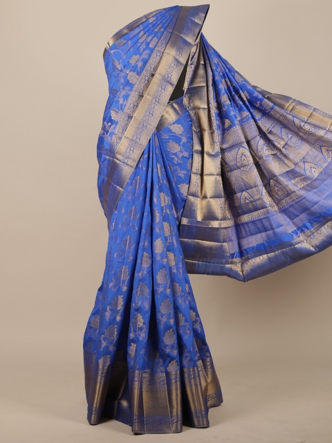 Pothys Blue Woven Design Jute Silk Saree