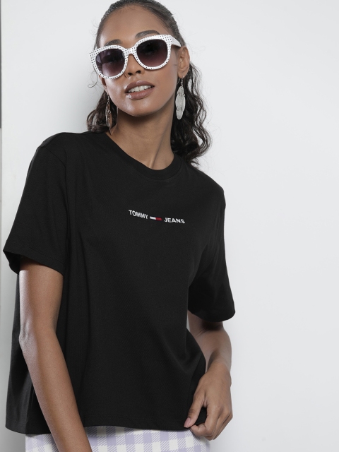 Tommy Hilfiger Women Solid Black Brand Logo Embroidered Organic Cotton T-shirt
Tommy Hilfiger Women Solid Black Brand Logo Embroidered Organic Cotton T-shirt