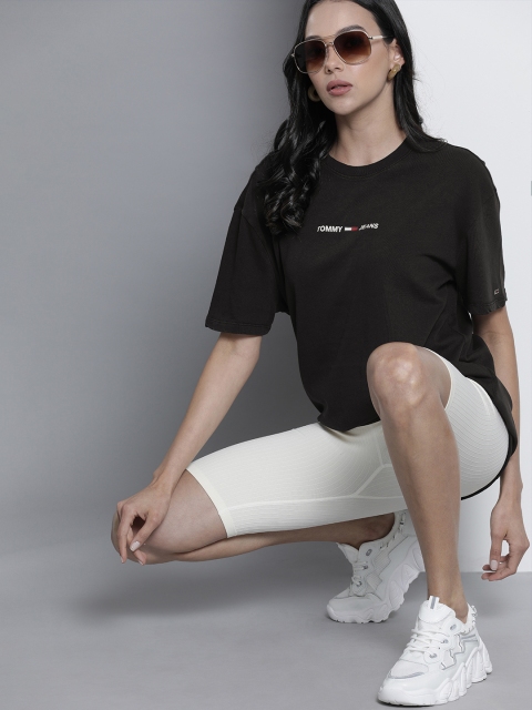 Tommy Hilfiger Women Black Brand Logo Printed Extended Sleeves Loose Pure Cotton T-shirt
Tommy Hilfiger Women Black Brand Logo Printed Extended Sleeves Loose Pure Cotton T-shirt