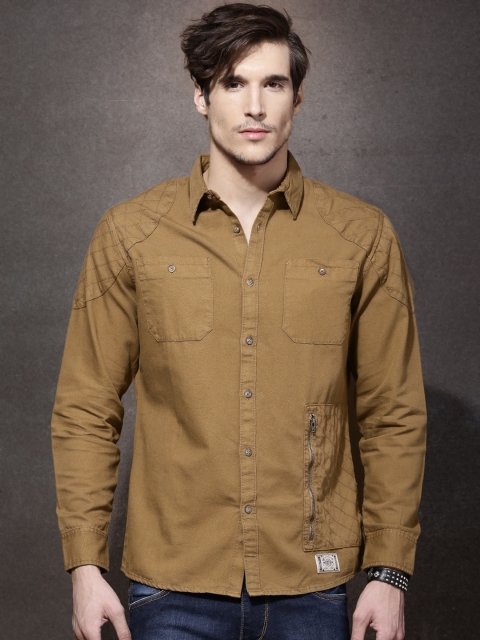 RDSTR Men Brown Regular Fit Solid Casual Shirt
