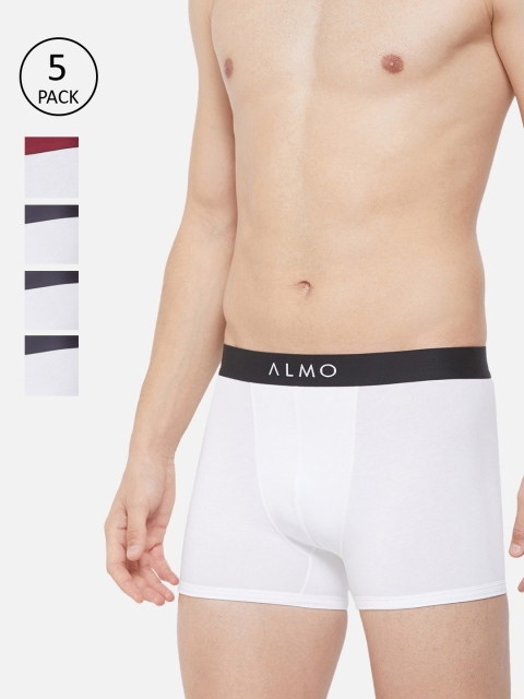 Almo Wear Men Pack Of 5 White Solid Slim-Fit Organic Cotton Basic Briefs