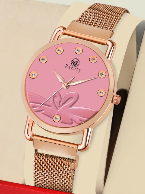 Rizzly Women Pink Brass Dial Rose Gold Toned Stainless Steel Straps Analogue Watch RZ-143
Rizzly Women Pink Brass Dial Rose Gold Toned Stainless Steel Straps Analogue Watch RZ-143