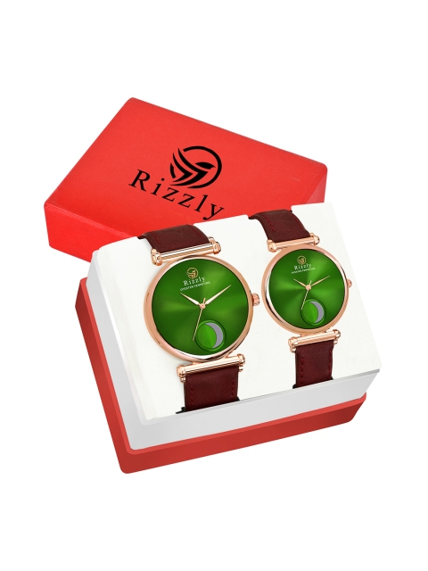 Rizzly Unisex Green Brass Dial & Neon Red Leather Straps Analogue Watch Gift Set RZ-301-303-Green
Rizzly Unisex Green Brass Dial & Neon Red Leather Straps Analogue Watch Gift Set RZ-301-303-Green