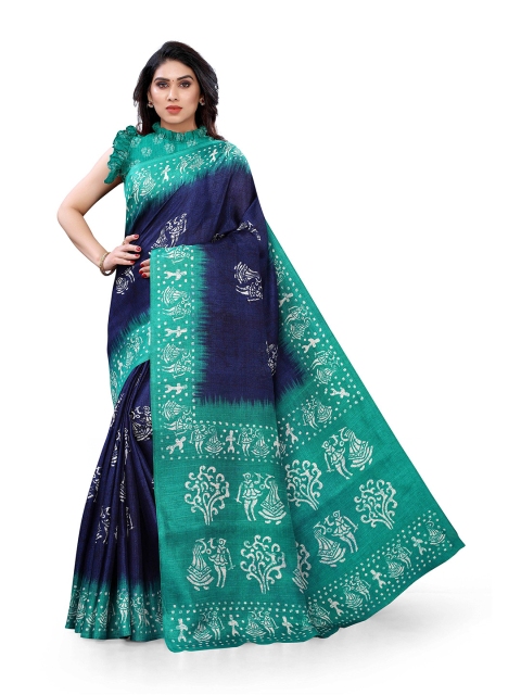 KALINI Navy Blue Art Silk Saree