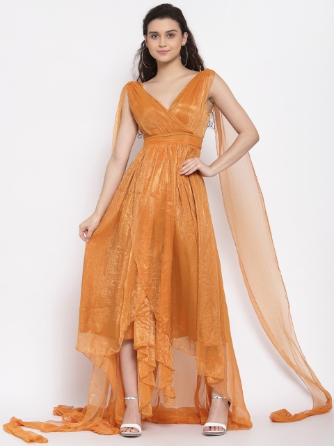 Iki Chic Women Orange Flared Maxi Dress