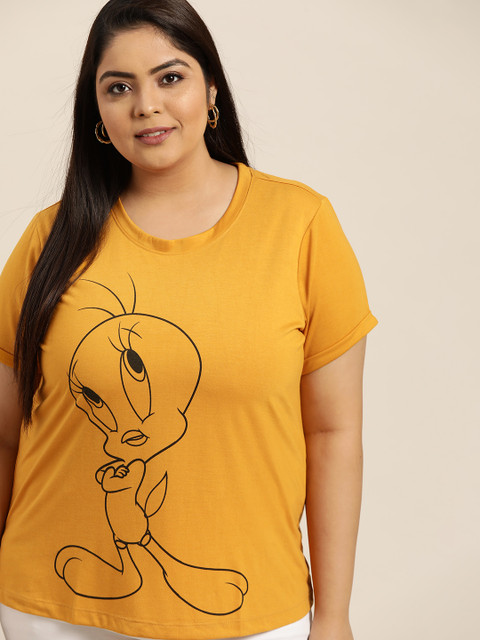Looney Tunes By Sztori Women Plus Size Mustard Yellow Looney Tunes Print T-shirt
Looney Tunes By Sztori Women Plus Size Mustard Yellow Looney Tunes Print T-shirt