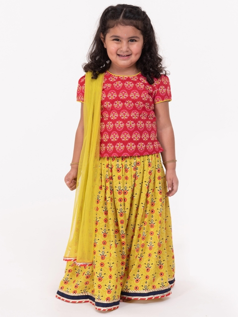 Campana Girls Red & Lime Green Ethnic Motifs Ready To Wear Lehenga & Blouse With Dupatta
Campana Girls Red & Lime Green Ethnic Motifs Ready To Wear Lehenga & Blouse With Dupatta
