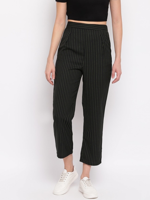 Mayra Women Black Striped Trousers