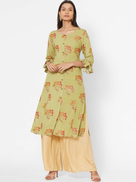 ZOLA Women Green Floral Printed Kurta