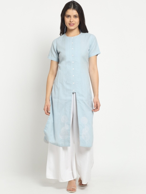 Ekmatra Women Blue Khadi Handloom Sustainable Kurta