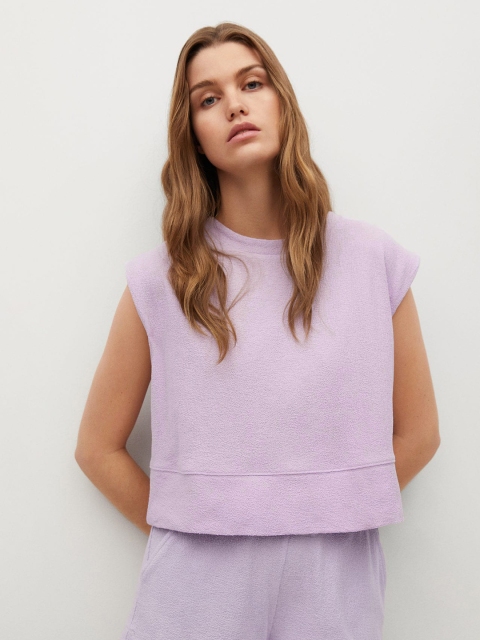 MANGO Women Purple Pure Cotton Solid Extended Sleeves Sustainable Pure Cotton T-shirt
MANGO Women Purple Pure Cotton Solid Extended Sleeves Sustainable Pure Cotton T-shirt