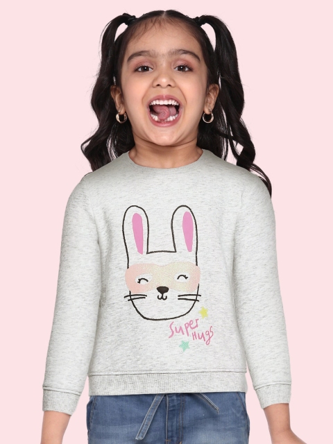 Marks & Spencer Girls Grey Melange Printed Sustainable Sweatshirt