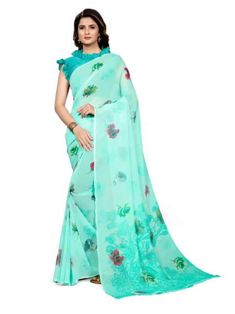 KALINI Sea Green Floral Bagh Saree
