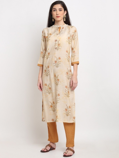 Ardozaa Women Cream-Coloured Ethnic Motifs Printed Chanderi Silk Kurta with Trousers
Ardozaa Women Cream-Coloured Ethnic Motifs Printed Chanderi Silk Kurta with Trousers