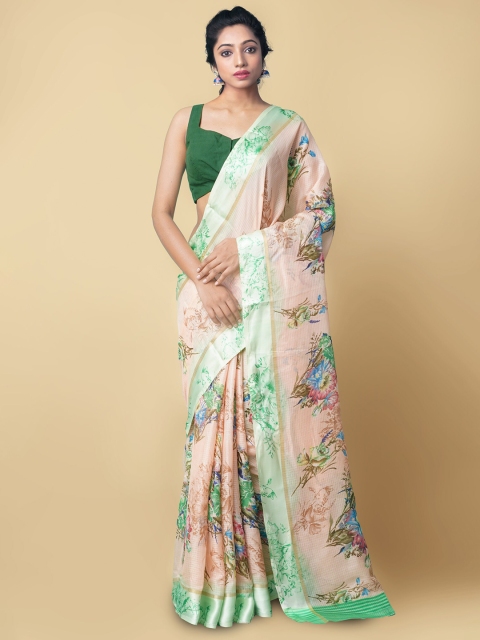 Unnati Silks Peach-Coloured & Sea Green Floral Organza Sustainable Kota Saree
Unnati Silks Peach-Coloured & Sea Green Floral Organza Sustainable Kota Saree