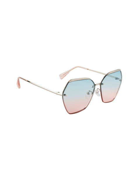 AISLIN Women Blue & Pink UV Protected Oversized Sunglasses, Silver