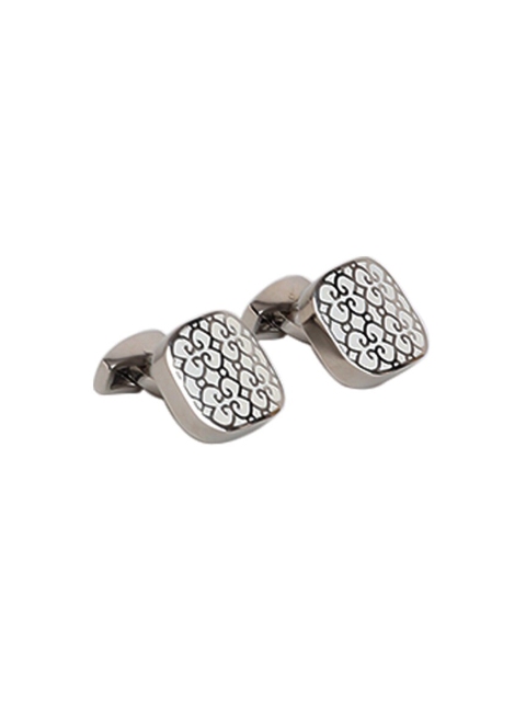Alvaro Castagnino White & Black Printed Square Cufflinks