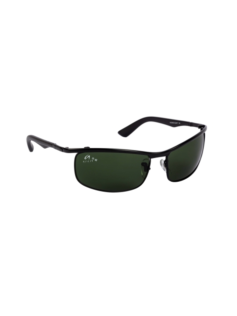 AISLIN Men Green Lens & Black Rectangle Sunglasses with UV Protected Lens