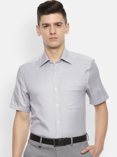 Louis Philippe Men Grey Self Design Formal Shirt