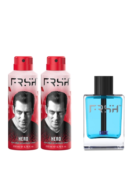 FRSH By Salman Khan Men Set of Date Eau De Toilette & 2 Hero Perfumed Deodorants, Red
FRSH By Salman Khan Men Set of Date Eau De Toilette & 2 Hero Perfumed Deodorants, Red