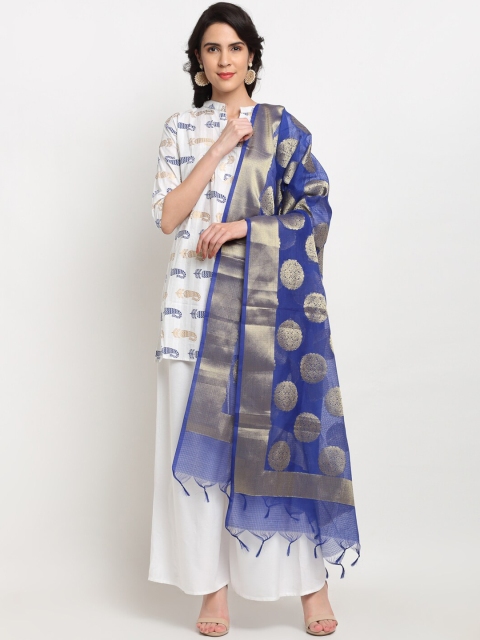 LOOM LEGACY Blue & Gold-Toned Woven Design Banarasi Cotton Silk Dupatta With Zari
LOOM LEGACY Blue & Gold-Toned Woven Design Banarasi Cotton Silk Dupatta With Zari