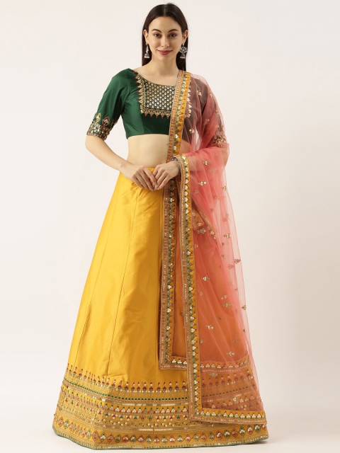 panchhi Women Yellow Silk Semi-Stitched Lehenga Choli & Unstitched Blouse with Dupatta, Mustard
panchhi Women Yellow Silk Semi-Stitched Lehenga Choli & Unstitched Blouse with Dupatta, Mustard