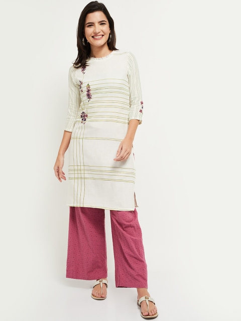 max Women Off White Printed Kurta