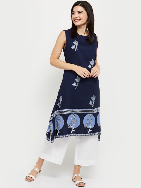 max Women Blue Floral Printed Kurta