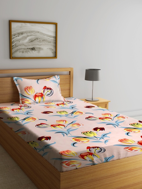 NEUDIS Peach-Coloured & Turquoise Blue Floral 180 TC Single Bedsheet with 1 Pillow Covers
NEUDIS Peach-Coloured & Turquoise Blue Floral 180 TC Single Bedsheet with 1 Pillow Covers