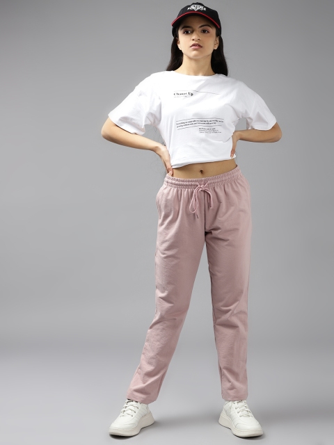 UTH by Roadster Girls Dusty Pink Solid Track Pants