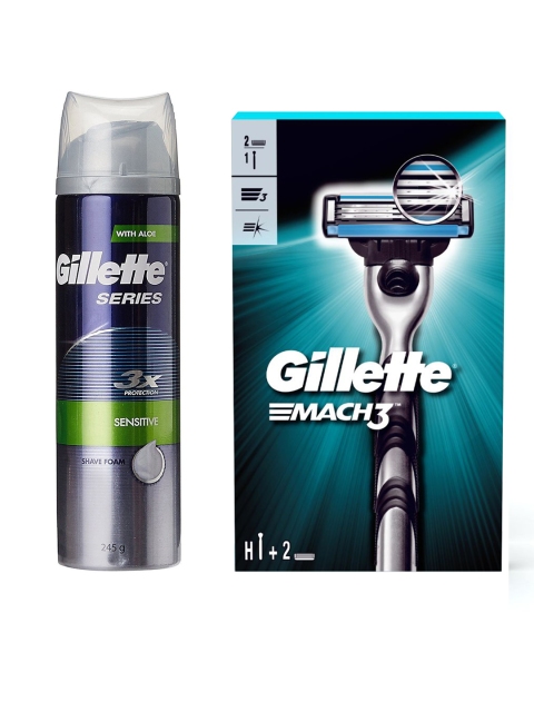 Gillette Mach 3 Shaving Razor, Blade & Series 3x Protection Sensitive Shave Foam 245g, Navy blue
Gillette Mach 3 Shaving Razor, Blade & Series 3x Protection Sensitive Shave Foam 245g, Navy blue