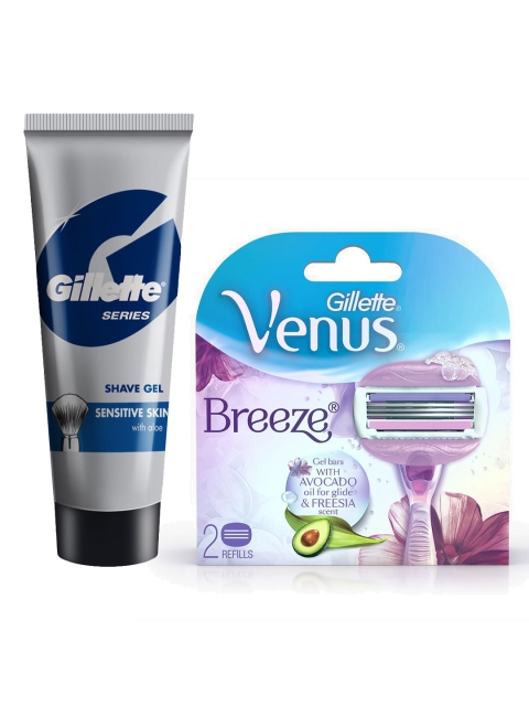Gillette Women Set of 2 Venus Breeze Razor Blades & Sensitive Skin with Aloe Shave Gel 60g, Purple
Gillette Women Set of 2 Venus Breeze Razor Blades & Sensitive Skin with Aloe Shave Gel 60g, Purple
