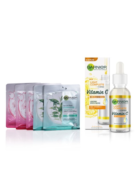 Garnier Light Complete Vitamin C Booster Serum & Set of 5 Face Serum Sheet Mask, Pink
Garnier Light Complete Vitamin C Booster Serum & Set of 5 Face Serum Sheet Mask, Pink