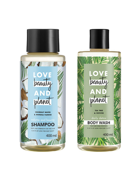 Love Beauty & Planet Set of Coconut Water & Mimosa Flower Shampoo & Tea Tree Body Wash, White
Love Beauty & Planet Set of Coconut Water & Mimosa Flower Shampoo & Tea Tree Body Wash, White