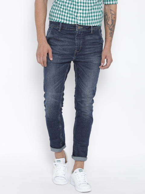 United Colors of Benetton Men Navy Slim Fit Low-Rise Stretchable Jeans, Navy blue