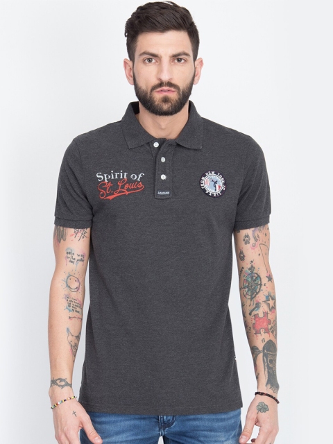 LINDBERGH Men Charcoal Black Typography Printed Polo Collar Applique Slim Fit T-shirt
LINDBERGH Men Charcoal Black Typography Printed Polo Collar Applique Slim Fit T-shirt