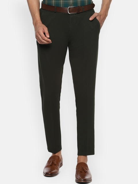 Louis Philippe Sport Men Olive Green Slim Fit Formal Trousers