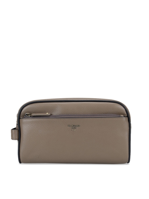 Da Milano Unisex Khaki Leather Vanity Pouch
